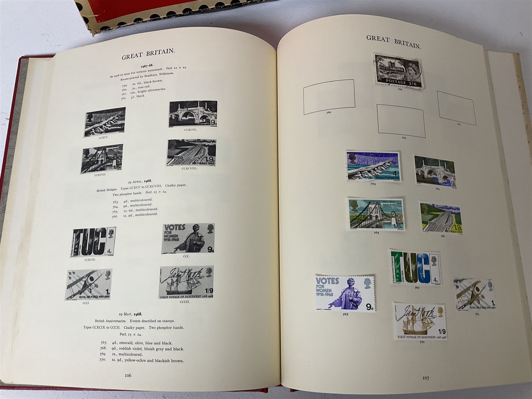 Queen Victoria and later Great British stamps housed in a red 'Windsor' album, including penny reds etc