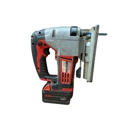 Milwaukee HD 18 JS cordless jigsaw with battery , no charger - THIS LOT IS TO BE COLLECTED BY APPOINTMENT FROM DUGGLEBY STORAGE, GREAT HILL, EASTFIELD, SCARBOROUGH, YO11 3TX