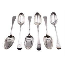 Set of six Victorian York silver Old English pattern table spoons, the terminals detailed with Yorkshire rose, hallmarked James Barber & William North, York 1838, each bearing town mark, L23cm, approximate weight 18.02 ozt (560.5 grams)