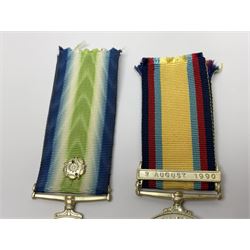 Twelve copy medals including for Operational Service, Gulf Medal, South Atlantic Medal, Iraq Medal, General Service Medal, Air Crew Europe Star, RMS Carpathia etc; all with ribbons (12)