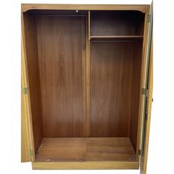 Meredew - mid-20th century oak single wardrobe (W61cm, H153cm, D46cm); and matching double wardrobe (W122cm, H176cm, D54cm)