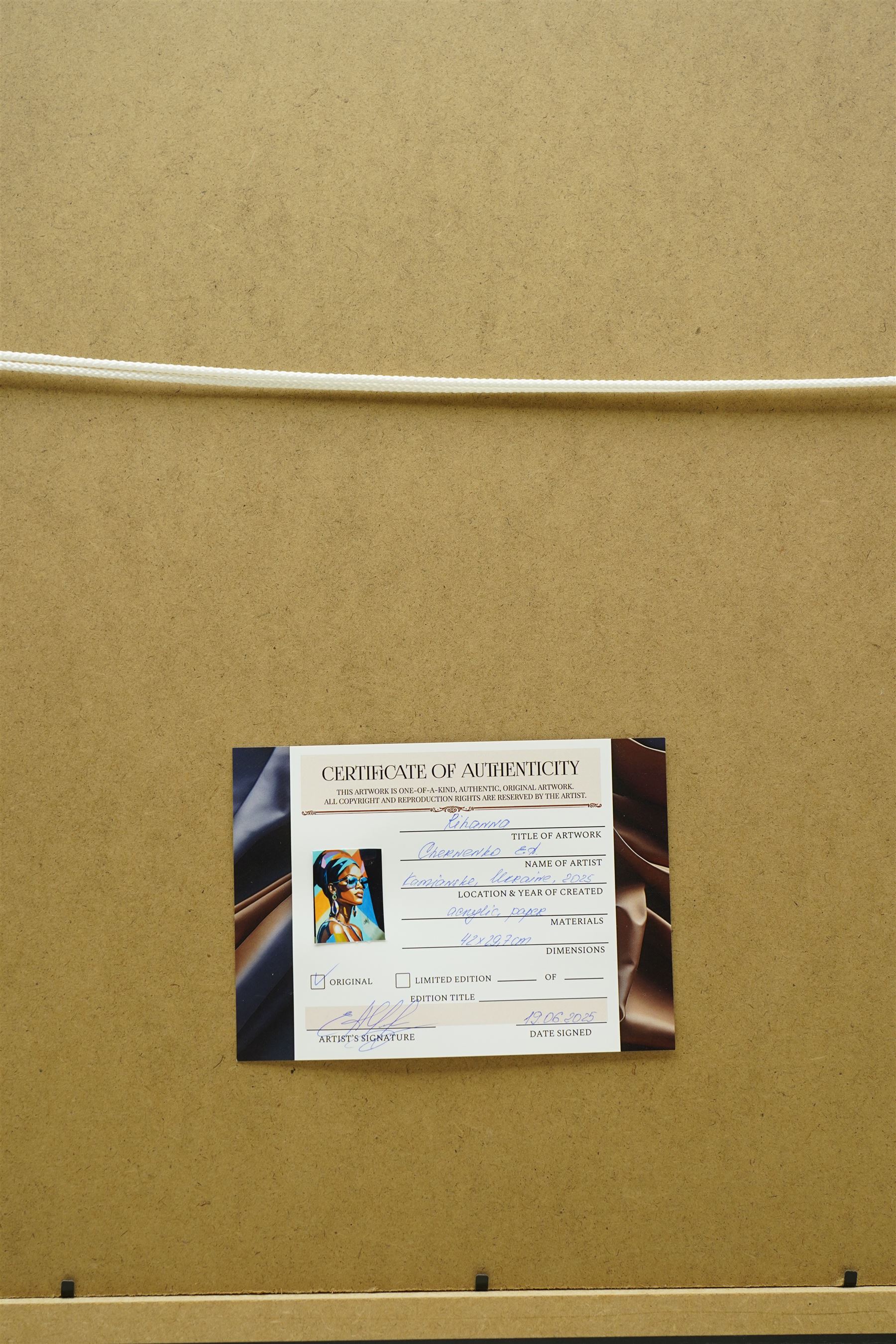 E A Chernenko (Ukrainian contemporary): Rhianna - Pop Art, acrylic on paper signed, certificate of authenticity verso 41cm x 29cm