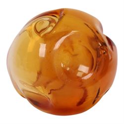 Whitefriars amber Knobbly glass vase, H15cm