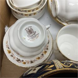 Quantity of Victorian and later ceramics to include Royal Kent 'Golden Glory' pattern tea service, imari pattern bowls, vases, plates etc in two boxes