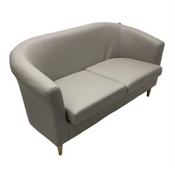 Two-seat sofa upholstered in taupe fabric