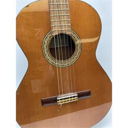 Alhambra Muro De Alcoy Spanish acoustic guitar No.47045807 with mahogany back and sides and spruce top L101cm, in carrying case with Seiko metronome and Chromatic Tuner