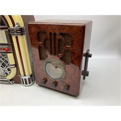 CD player in the form of a juke box, together with a Ferguson stereo and a vintage style radio