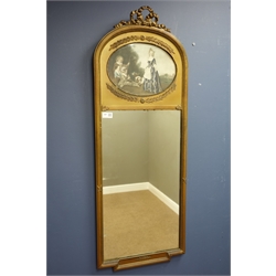  Early 20th century gilt framed pier set with 19th century style print, Chippendale style walnut framed mirror and a 20th century gilt framed mirror  
