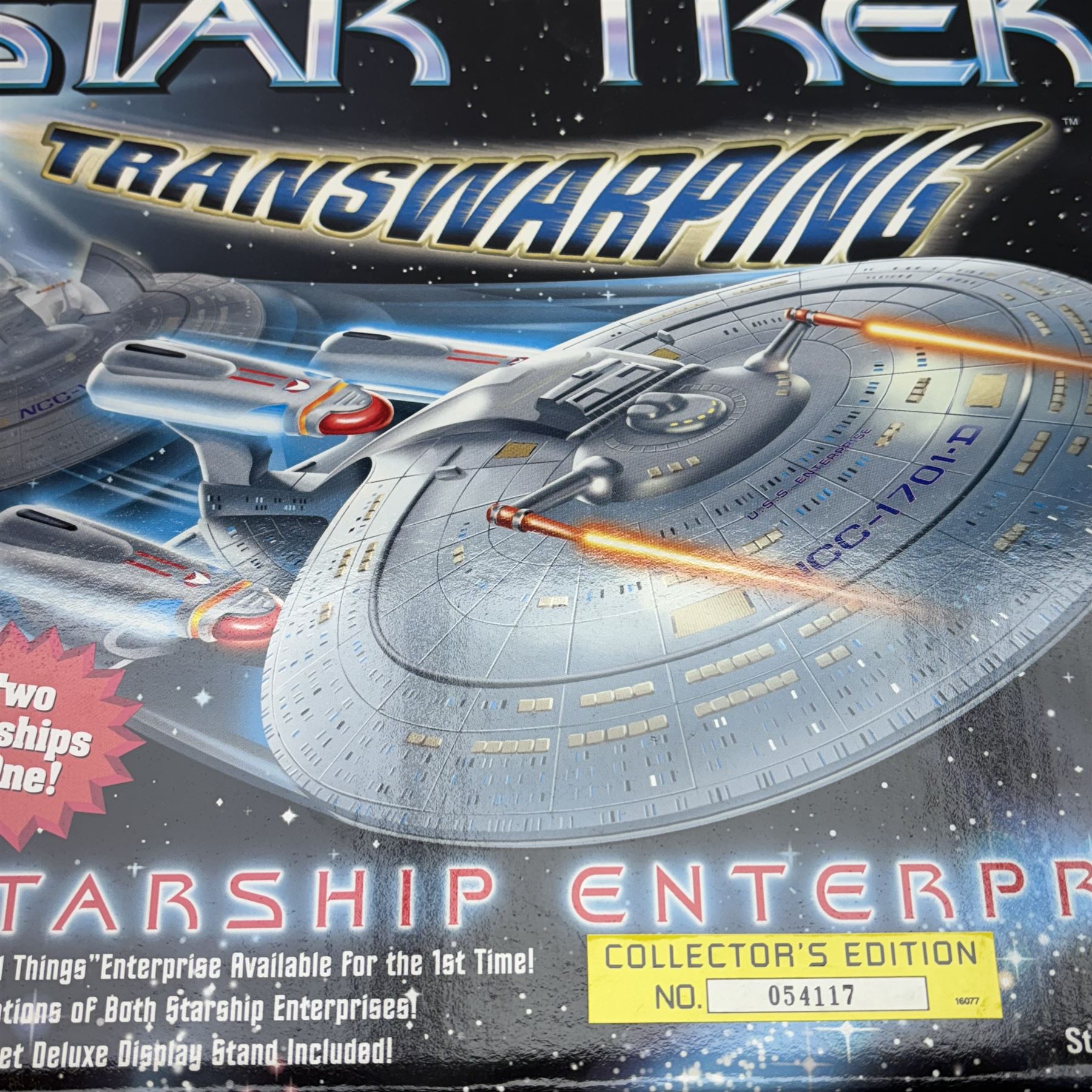 Bandai Playmates Star Trek Space Talk Series U.S.S Enterprise NCC-1701-D, collectors edition no. 052077, together with Bandai Playmates Star Trek Transwarping Starship Enterprise, both boxed