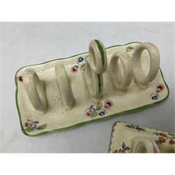 Collection of five toast racks comprising two Royal Winton Grimwades, Gray's Pottery, Copeland Spode Audley Royal Jasmine and another further early-mid 20th century toast rack decorated with flowers
