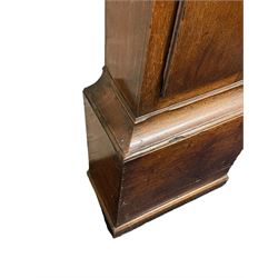 Gilbert Kidd of Malton (North Yorkshire) - late 18th century oak 8-day longcase clock c1780,  with a tall double caddy top and later brass ball and spire finials, break arch hood door beneath with attached pilasters and wooden capitals,  plain trunk with a long flat topped door, raised on a square plinth with applied skirting,  brass break arch dial with the makers name to the silvered boss in the break arch, engraved and silvered dial centre and chapter ring, with cast spandrels and matching steel hands, subsidiary seconds dial and square calendar aperture, dial pinned directly to a rack striking movement with a recoil anchor escapement, sounding the hours on a cast bell. With pendulum and weights.
The Kidd family were a prolific family of provincial clockmakers working in Malton from the mid 18th century until the early 19th century. Many of their clocks are simply signed 