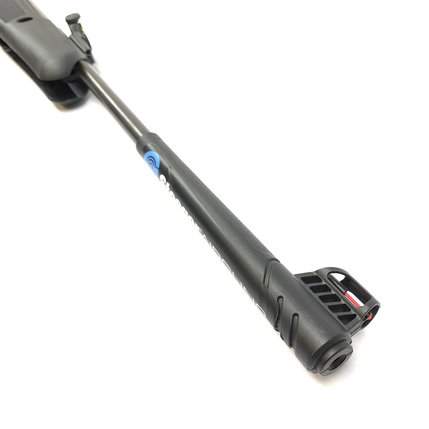 Stoeger Model X20 .22 air rifle with break barrel action, plastic stock and fitted integral moderator L108cm overall, with manual, tin of pellets and quantity of targets