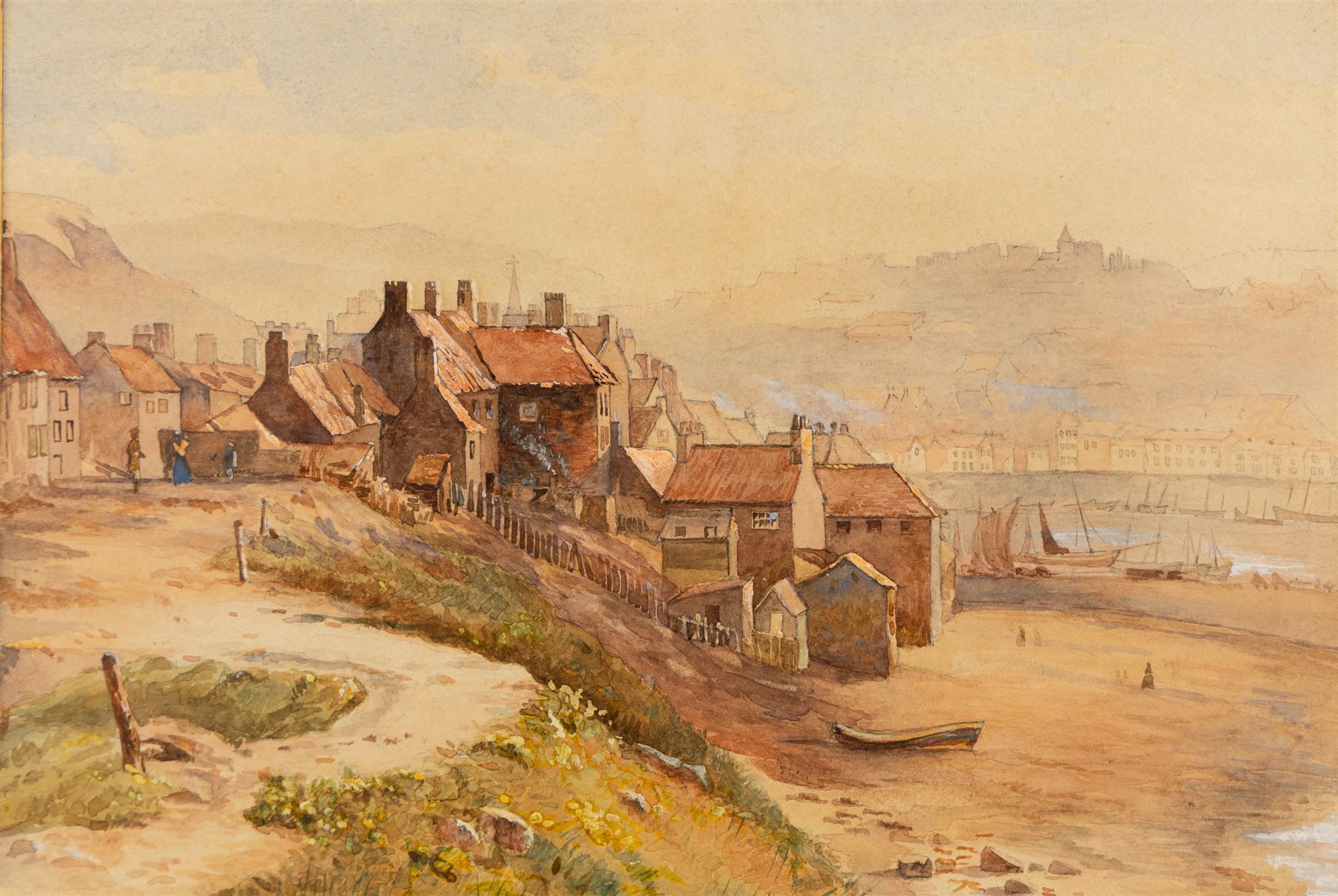 Thomas Swift Hutton (British 1860-1935): 'Tin Ghaut - Whitby', George Percy Bankart (British 1866-1929): ‘River Esk at Whitby’, Edith F Hillier (British 19th/20th Century): ‘The Market Place – Whitby'; together with other Whitby related watercolours variously signed and titled max 36.5cm x 26.5cm (6)