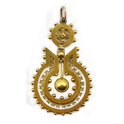  Victorian 15ct gold (tested) Etruscan revival pendant lozenge registration mark by Walter & George Myers  