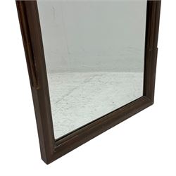 20th century stained beech frame wall mirror, bevelled plate in shaped and moulded frame 