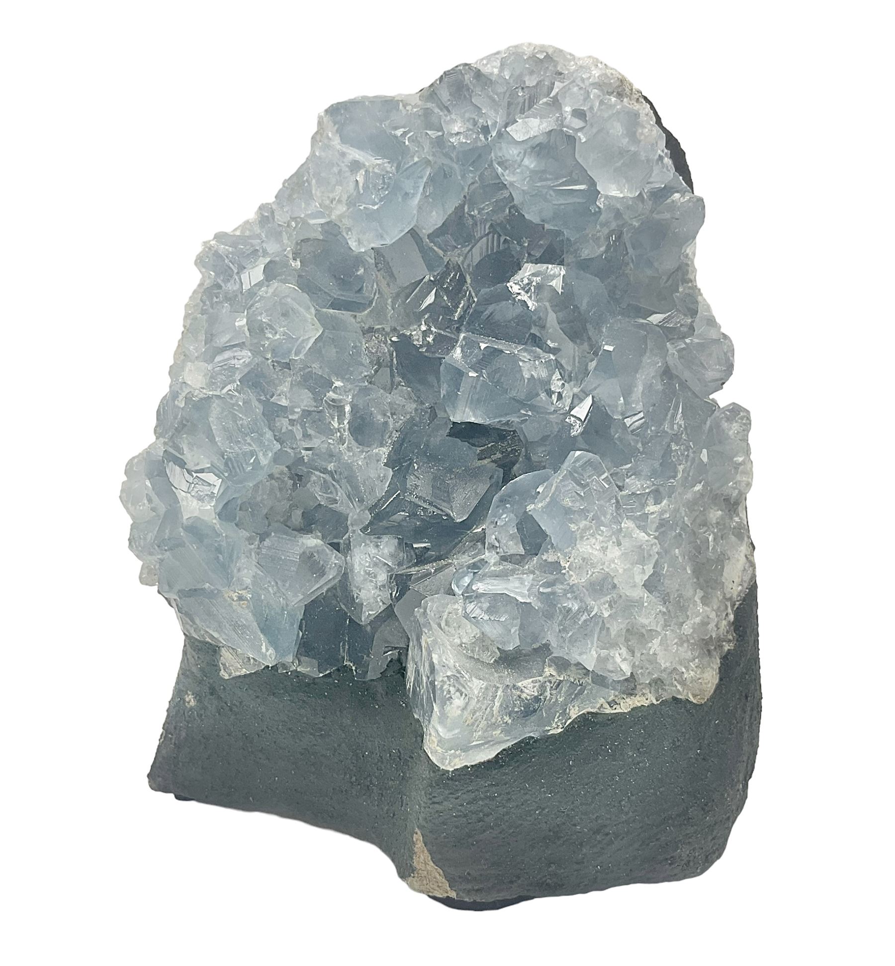 Celestine crystal geode cluster, with well-defined crystals of various sizes, H13cm 