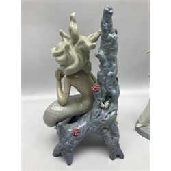 Four Lladro figures, comprising Touch of Class no 5377, Boy Student no 4517, Ocean Beauty no 5785 and Carnival Couple no 4882, largest example H45cm