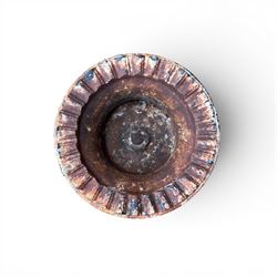 Circle of Coalbrookdale - 19th century cast iron and black painted campana shape urn with flared and scalloped rim, gadrooned underbelly on stepped square base