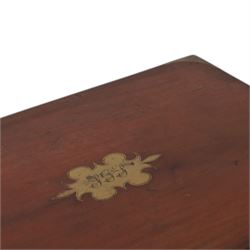19th century mahogany brass bound writing slope, with fitted interior, H18cm