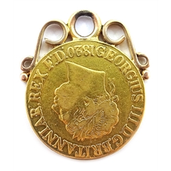  George III 1820 gold full sovereign, on pendant mount  