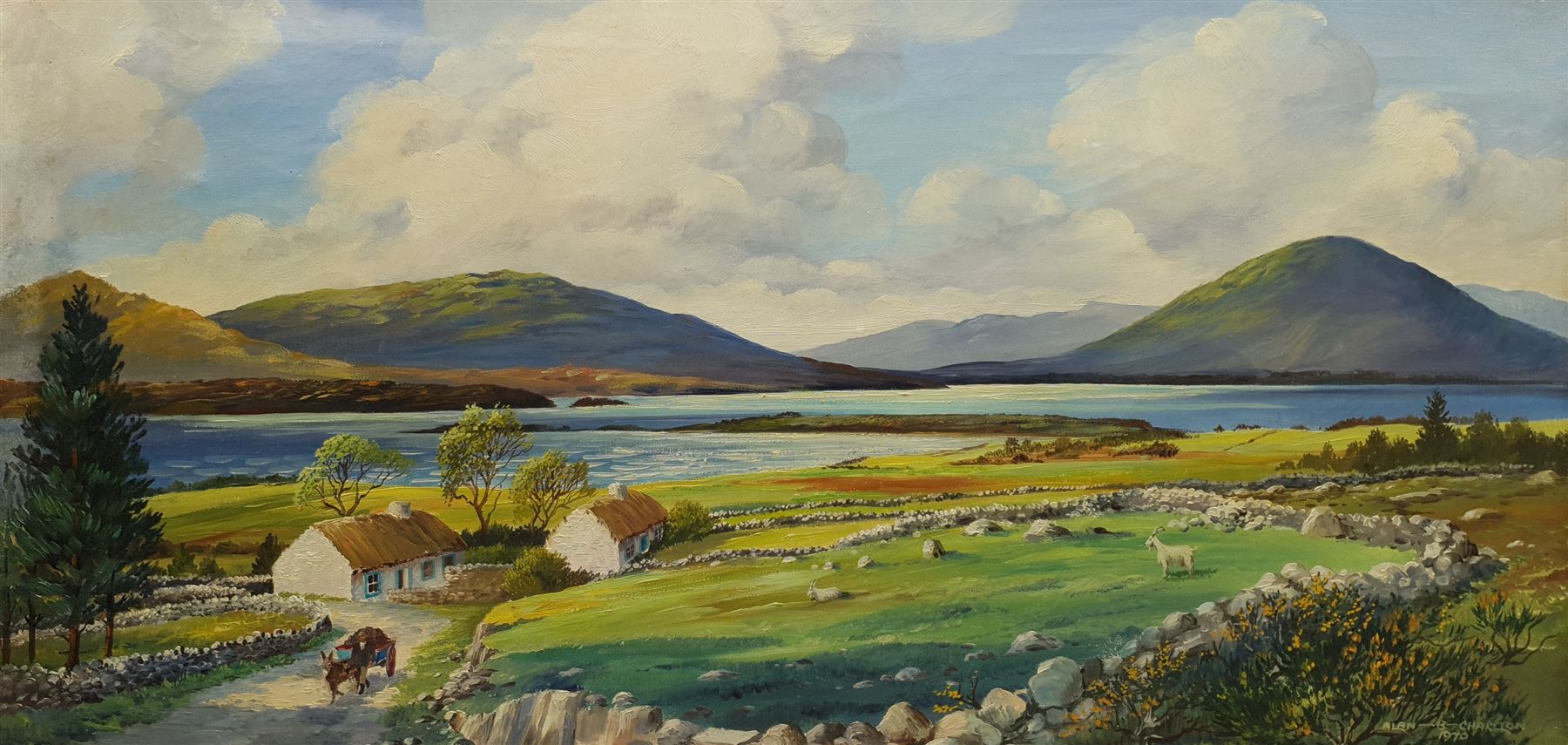 Alan Bengall Charlton (British 1913-1981): 'Lough Conn and Mount Nephin County Mayo' Ireland, oil on canvas signed, titled and dated 1970 verso 49cm x 100cm
