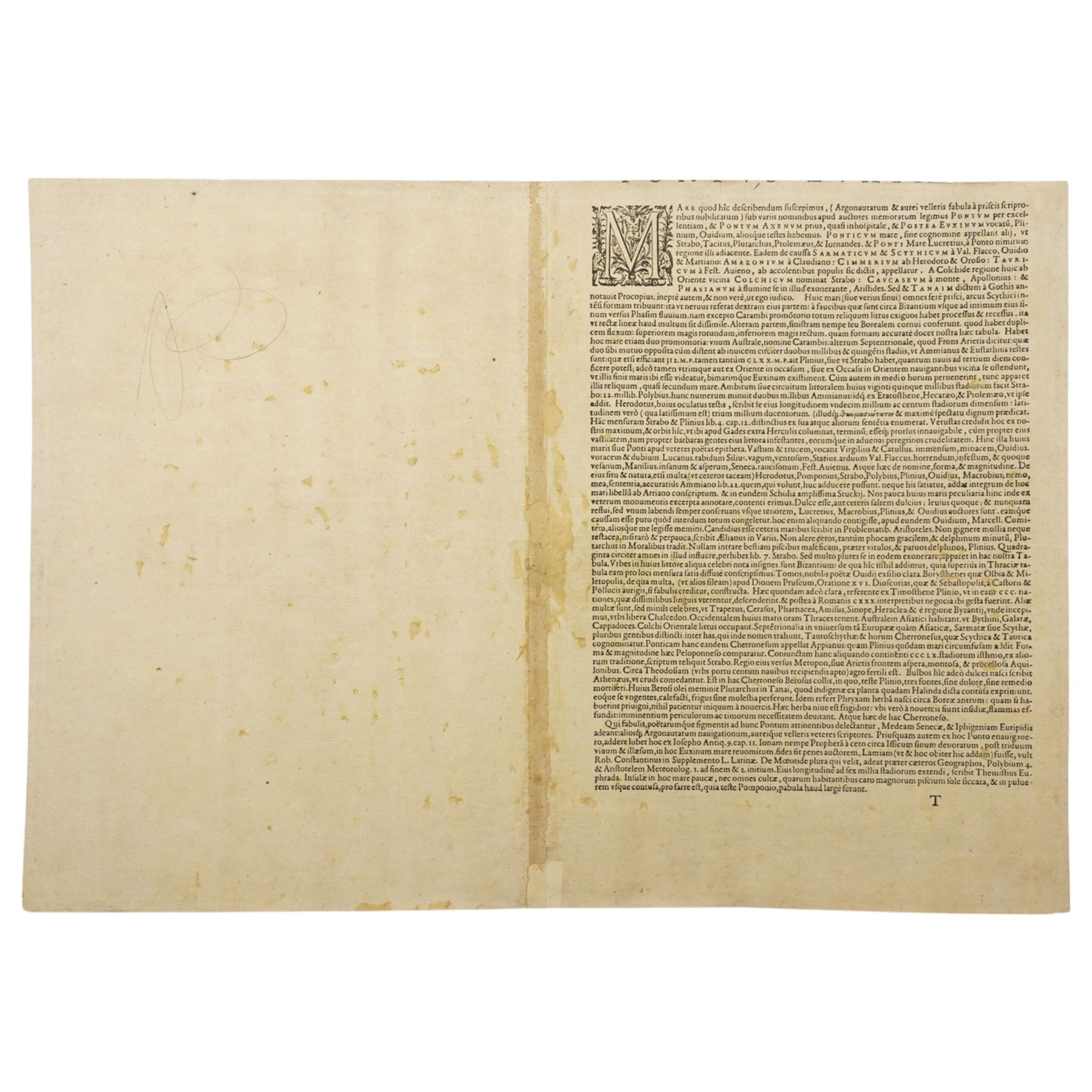 Abraham Ortelius (Belgian 1527-1598): 'Pontus Euxinus', early 17th century engraved map with hand-colouring of the Black Sea and the Crimean Peninsula pub. c.1609, 50cm x 35cm (unframed)