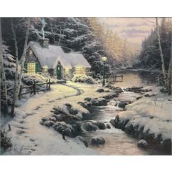 Thomas Kinkade (American 1958-2012): 'Evening Glow', offset lithograph no.43/1000, with Certificate of Authenticity 40cm x 50cm