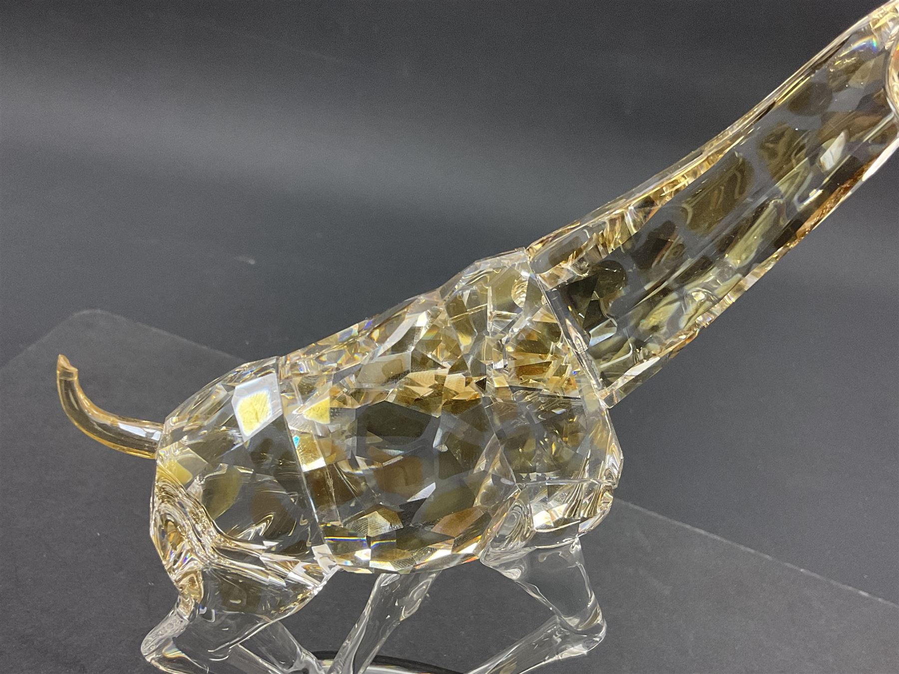 Swarovski Crsytal Society coloured animals, comprising zebra, giraffe and water buffalo, tallest H17.5cm