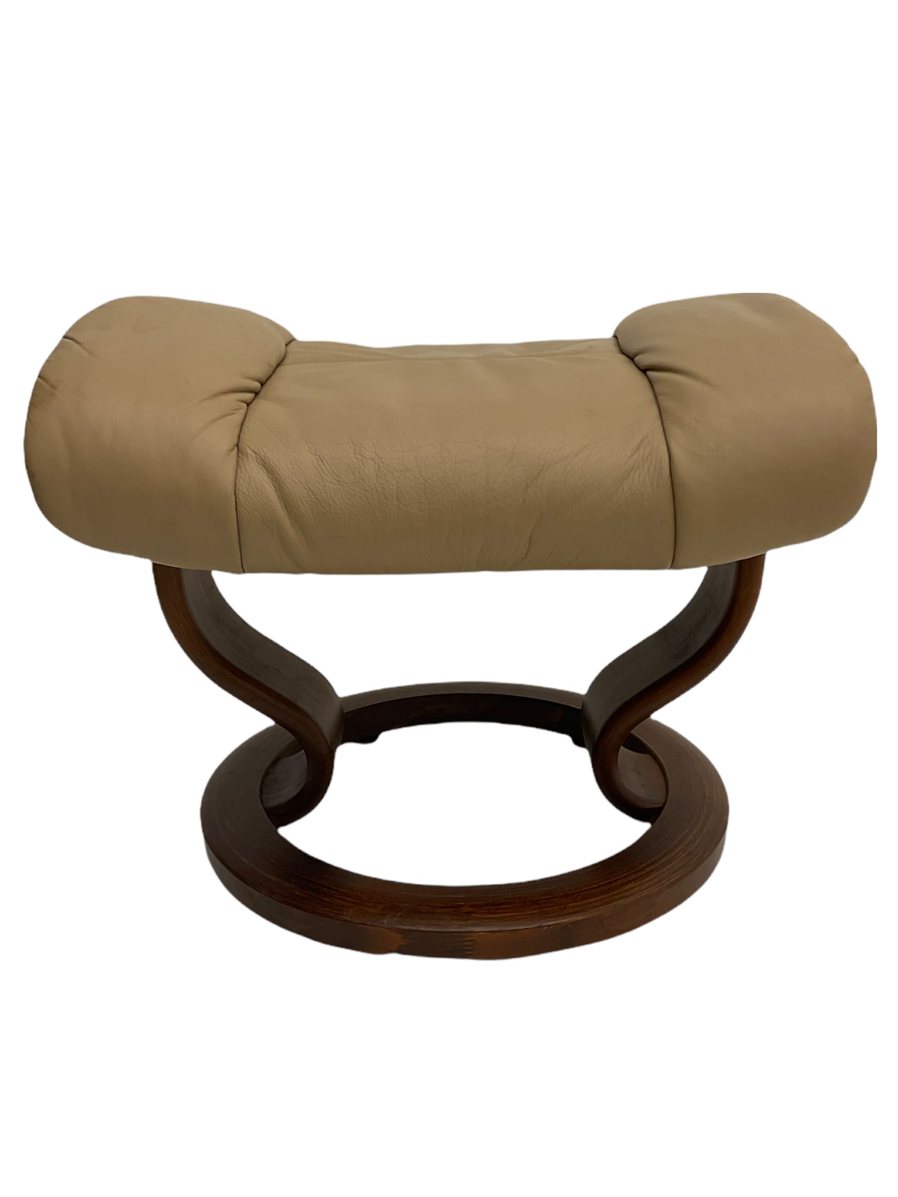 Ekornes Stressless Cream Leather Reclining Chair with Matching Footstool