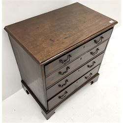Small Georgian mahogany chest, single slide above four graduating drawers, shaped bracket supports
