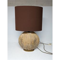 Large circular lamp with brown shade, H76cm with shade 