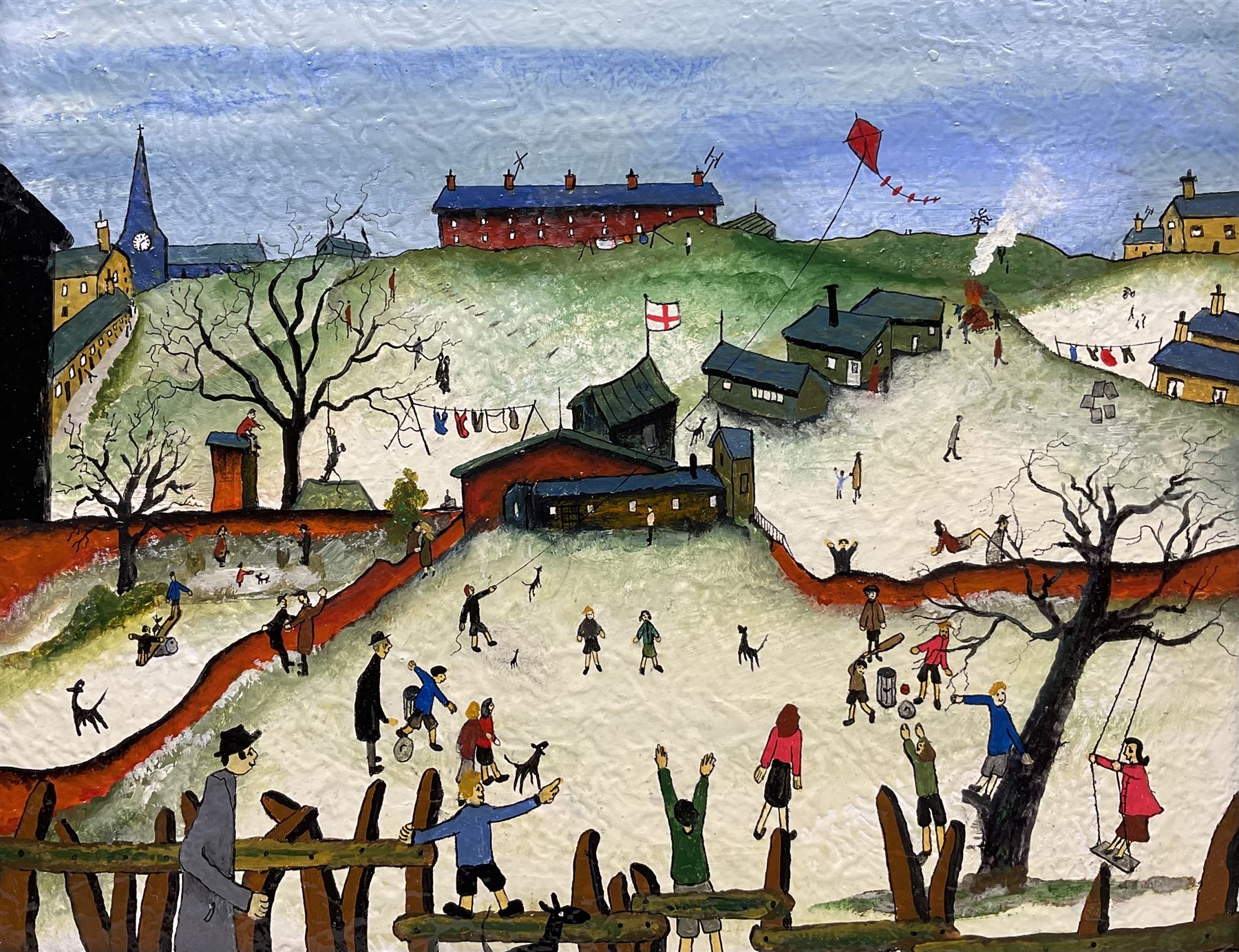 John Hanley (Northern British 1947-): 'The Match', mixed media on canvas, signed and titled verso with certificate of authenticity 40cm x 50cm