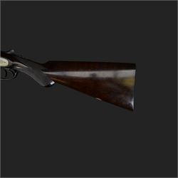 Carr Brothers of Huddersfield 12 bore side by side shotgun with engraved sidelock plates, trigger guard, underside, top plate, thumb lever and fences, chequered semi-pistol grip and horn tipped forend, vacant cartouche to the underside of the stock, double trigger and named 28 inch sleeved barrels choked ¾ and ½, overall length 113cm SHOTGUN CERTIFICATE REQUIRED