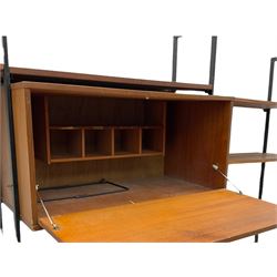 Mid-20th century metal and teak modular shelving unit