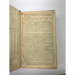 Early 18th century Holy Bible. 1711. London. Printed by The Assigns of Thomas Newcomb and Henry Hills, deceas'd. Printers to the Queens Most Excellent Majesty. Engraved title page. Red lined pages. Full tooled leather/gilt binding with aeg.