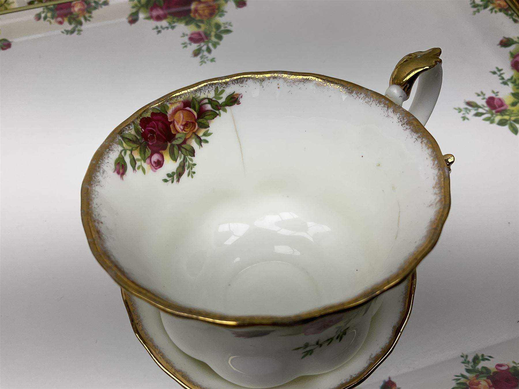 Royal Albert Old Country Roses pattern tea and part dinner service, to include teapot, two open sucriers, two jugs, thirteen cups and saucers, sixteen dessert plates, two cake plates, twelve dinner plates, sauce boat and saucer, etc (approx 114) 