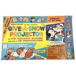 Chad Valley battery operated Give-A-Show projector, boxed with quantity of slides; and two extra boxes of slides Sets J & K (3)