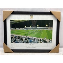 Peter Watson (British 1946-): 'Farewell to the Boulevard 1895-2002', oil on canvas signed and dated 2002, 65cm x 115cm; together with a colour print of the same picture 35cm x 50cm (2) 
Notes: this picture shows Hull FC v Bradford Bulls in the last Super League game at the Boulevard on Friday 20th September 2002, kick off at 8pm. The score was Hull FC 18 Bradford Bulls 32.