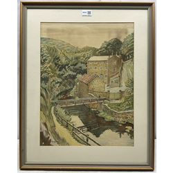 Carl Herman (Scarborough 1887-1955): Boggle Hole near Robin Hood's Bay, watercolour and pencil signed and dated 1949, 49cm x 37cm