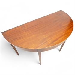 George III mahogany D-end side table, inlaid with boxwood and ebony stringing, on square tapering supports