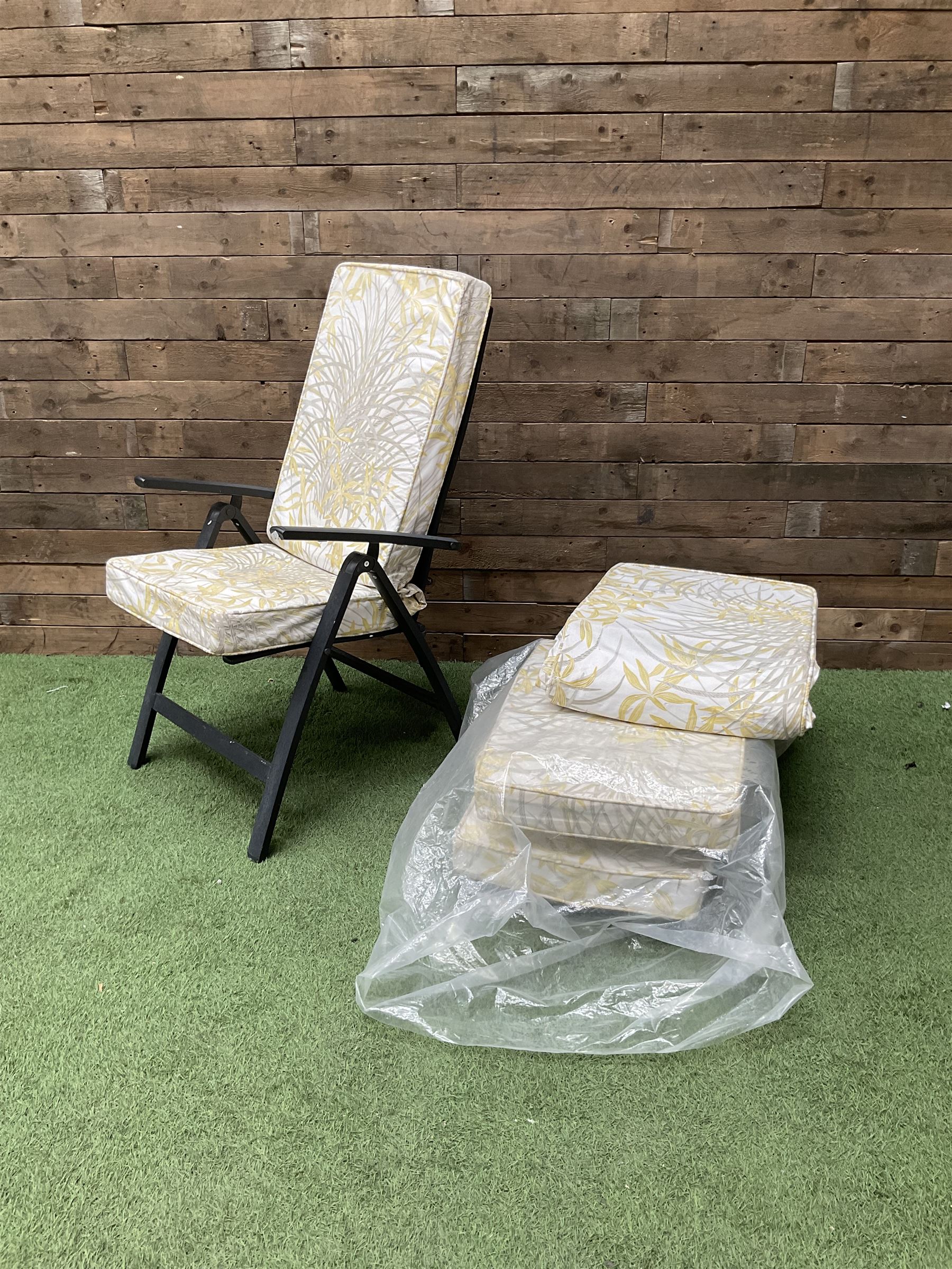 Four metal and mesh fabric folding garden chairs in black - THIS LOT IS TO BE COLLECTED BY APPOINTMENT FROM DUGGLEBY STORAGE, GREAT HILL, EASTFIELD, SCARBOROUGH, YO11 3TX