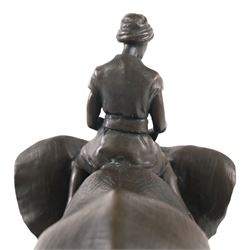 Bronzed figure of an Indian Elephant with rider, H24cm