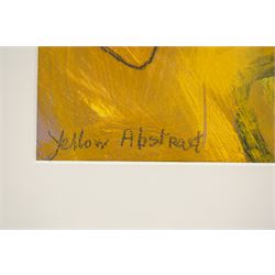 Gillian Ross Kelsey (British 1935-2025): 'Yellow Abstract', mixed media on paper signed and titled in pencil 49cm x 36cm