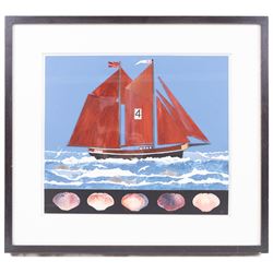 John Thornton (Northern British 1944-): ‘Topsail 3’, hand painted assemblage signed with initials, titled verso 30cm x 35cm 