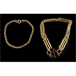 Two 10ct gold link bracelets