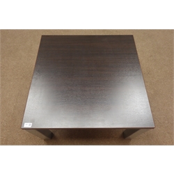  Square oak coffee table with metal supports, 70cm x 70cm, H40cm  