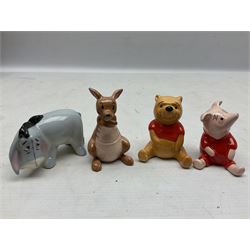 Set of eight Winnie the Pooh Beswick figures, comprising Christopher Robin, Winnie the Pooh, Tigger, Piglet, Rabbit, Eeyore, Owl and Kanger, six with original boxes, tallest H12cm  