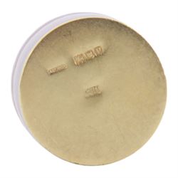 Small early 20th century silver gilt and lilac guilloche enamel box, of cylindrical form, the cover lifting to reveal a gilt interior, hallmarked Asprey & Co Ltd, London 1910, H2.5cm D4cm