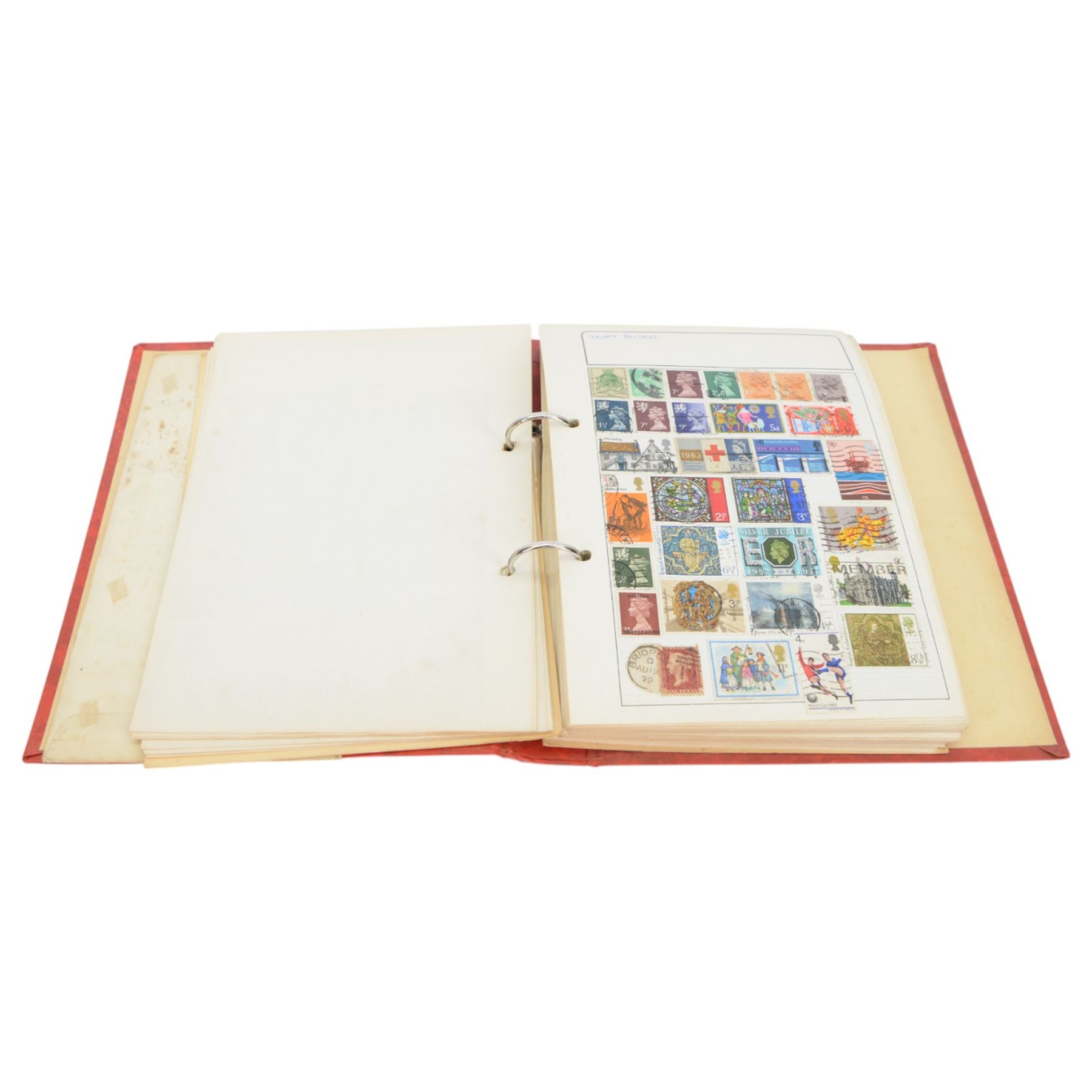 Approximately 170 grams of pre 1920 Great British silver coins, commemorative crowns, King George V Australia 1933 florin, Queen Elizabeth II South Africa 1955 two and a half shillings, pre-Euro coinage etc and various world stamps