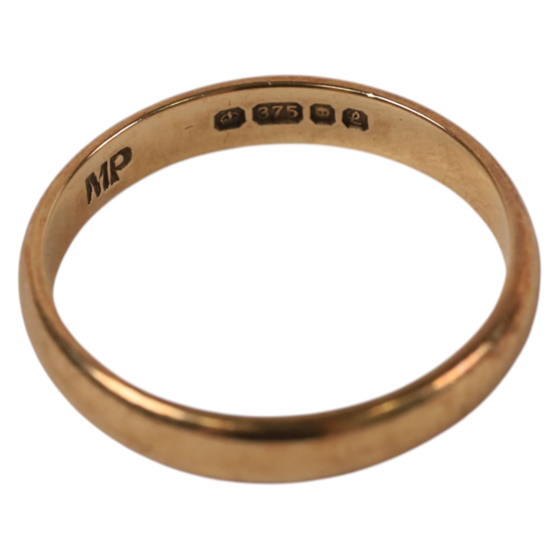 9ct gold wedding band, hallmarked